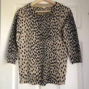 Leopard Print Merino Wool 3/4 Sweater